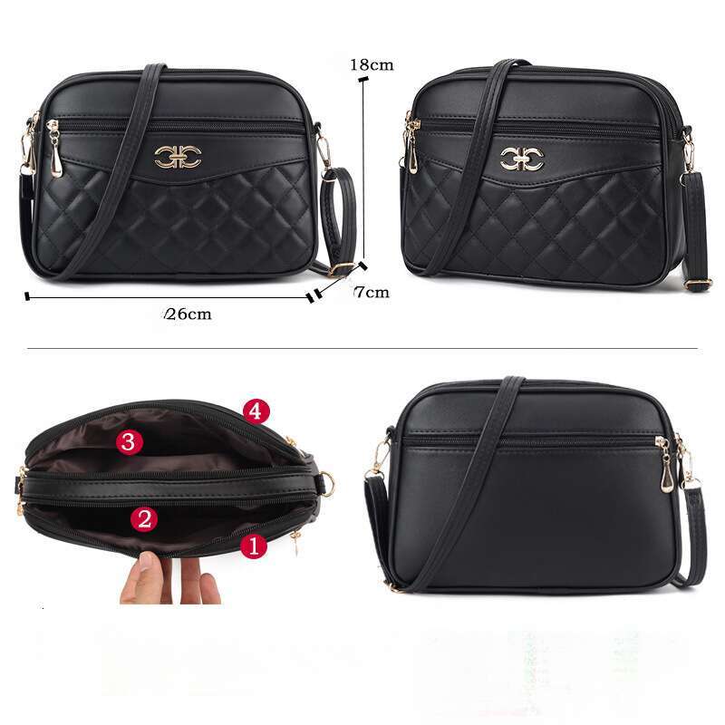2025 New Large Capacity Middle-aged Women's Fashion PU Quilted Crossbody Shoulder Versatile Camera Small Square Bag
