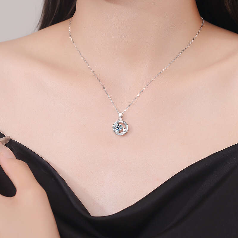 S925 Pure S925ier MobiuS925 Pendant 1 caratS925 Plated PT950 D Color MoiS925S925anite Necklace ccf