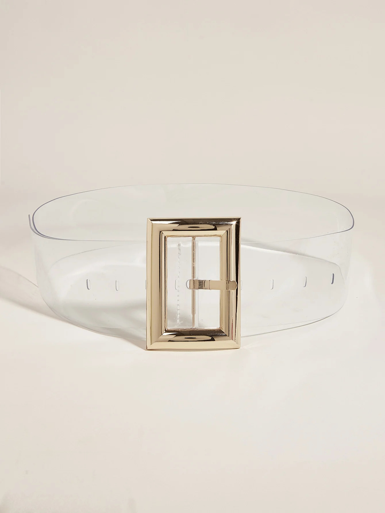 pvc transparent Ladies waist belts For women night show party daily life golden big buckle head adjustable length pin buckle 250627