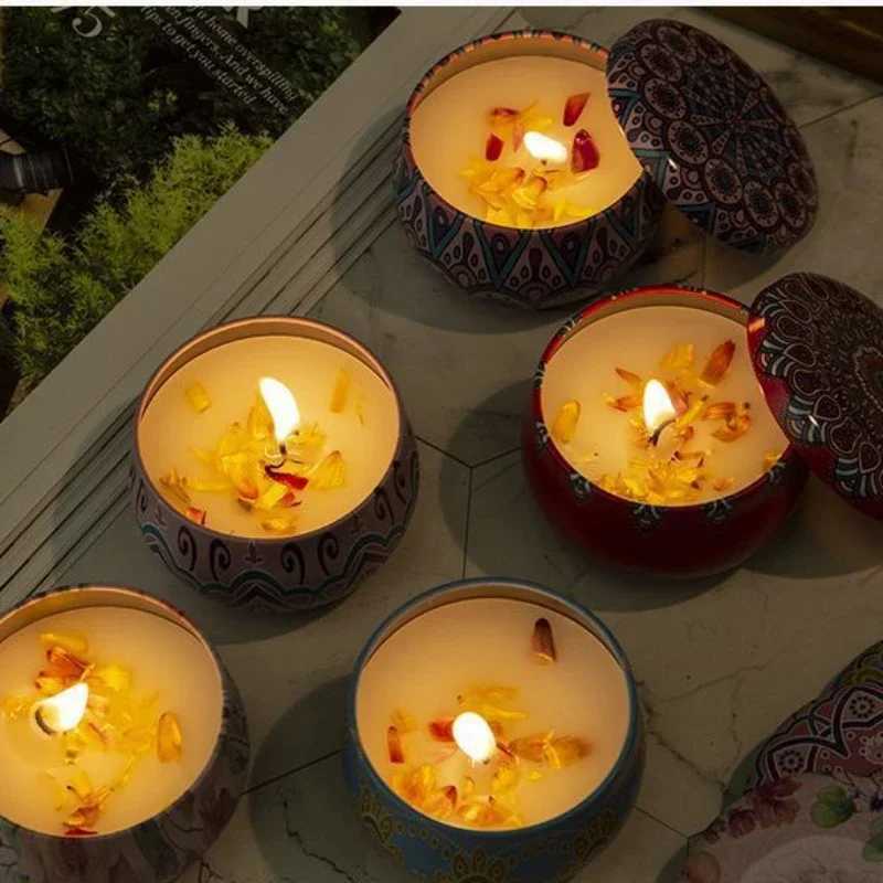 Vintage Candle Soy Wax Jars Scented Candle Romantic Flower Fragrance Aromatic Candle Home Decoration Wedding Birthday Gifts W250704