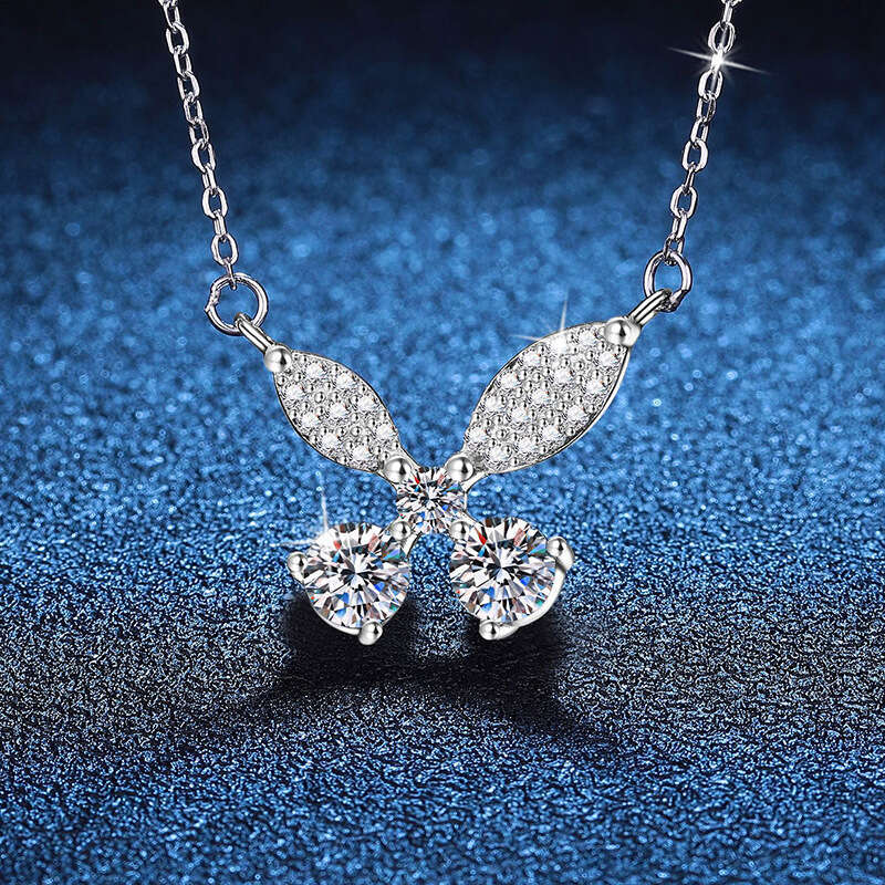 Live S925treaming Pure S925ier Light Butterfly Pendant 1 caratS925 MoiS925S925anite Necklace 5da