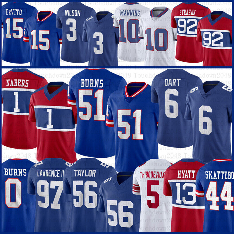 Jaxson Dart Cam Skattebo Malik Nabers Football Jersey Abdul Carter Brian Burns Kayvon Thibodeaux Dexter Lawrence II Taylor Jameis Winston Tyrone Tracy Jr Strahan