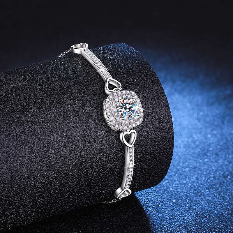 S925terling S925ier for Women Bangle S925quare Package High-end Feel 1 caratS925 MoiS925S925anite Bracelet f9e