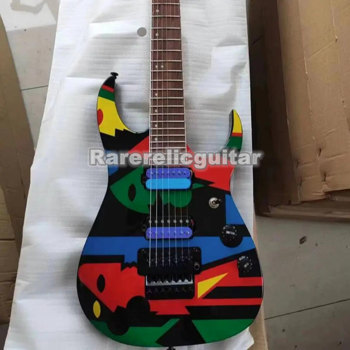 In Stock UV777 Universe 7 Strings Dazzling Colorful Electric Guitar with Floyd Rose Tremolo Bridge