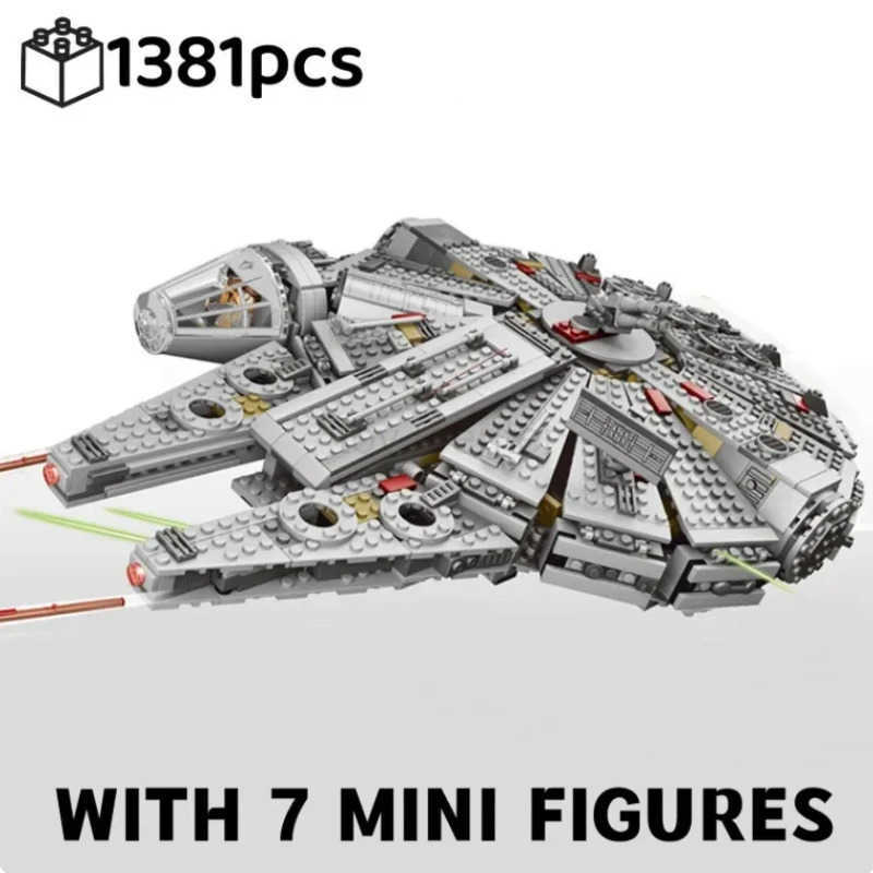DISNEY 1381 Pcs Space Millennium War Ship Spacecraft Set Falcon Alien MINI 75105 Figure Model Building Blocks Bricks Toy Kids Gift W20250704