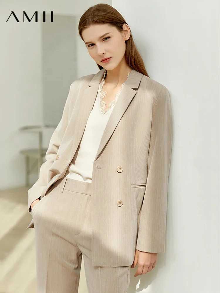 Amii Minimsm Spring Office Lady Blazer Women Jacket Lace V-neck Tank Tops High Waist Pants Separately Female Blazers 12060909 X250704