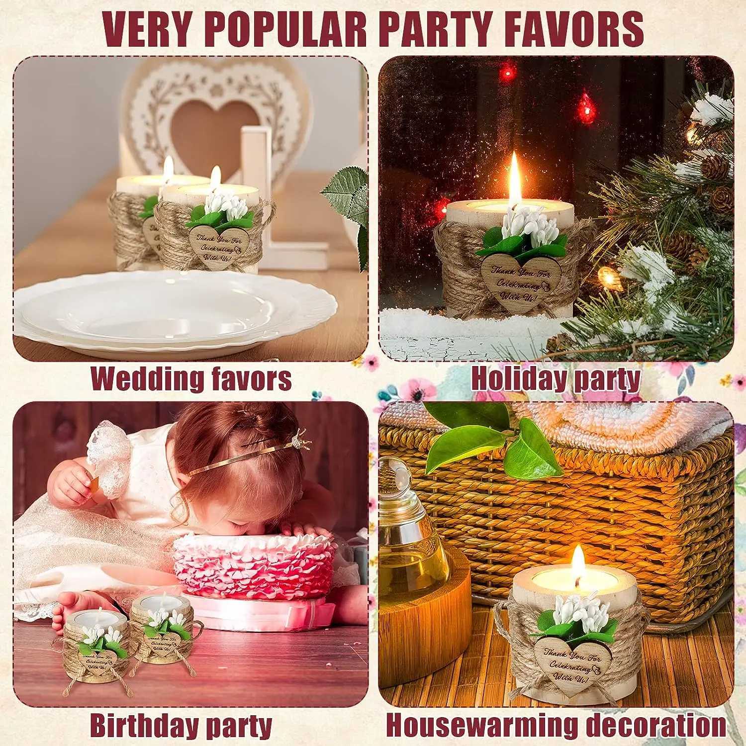 uest Gift Candle for Wedding Wooden Tealight Candle Holders Bridal Shower Thank You Gifts for Baby Shower Christmas Candlestick W250704