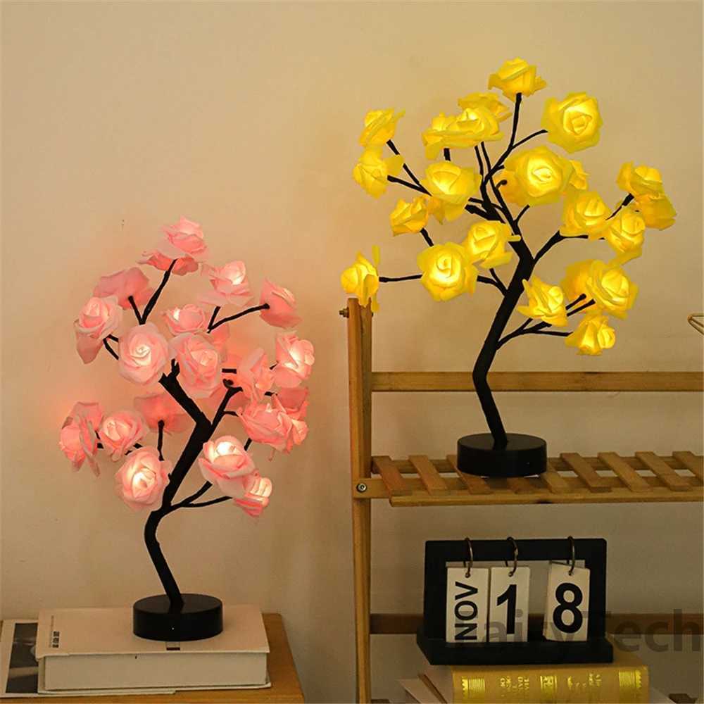 LED Rose Flower Table Lamp USB Christmas Tree Fairy Lights Night Lights Home Party Wedding Bedroom Decoration Mothers Day GiftXJ250703
