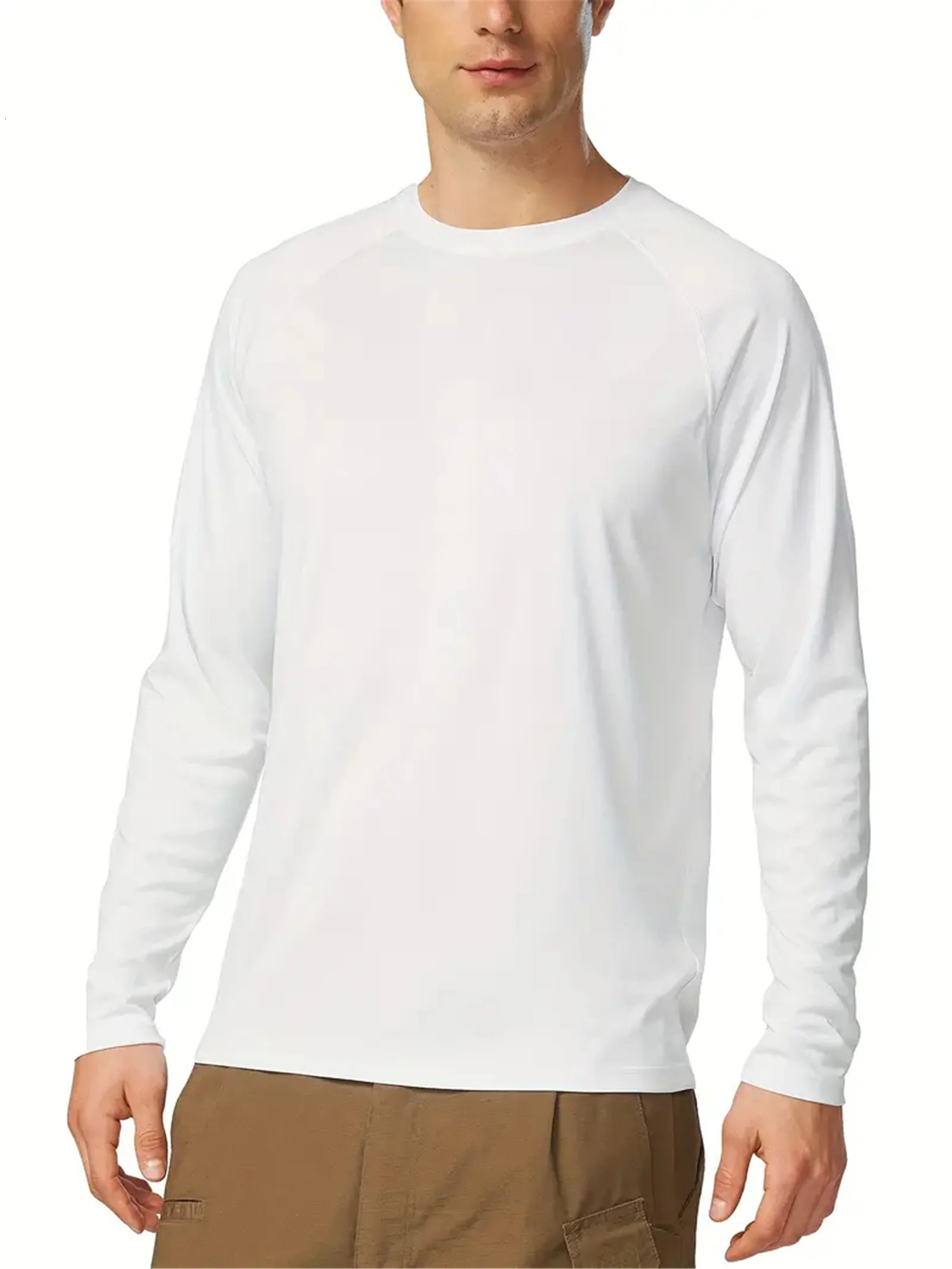 Plus Size Mens Solid T-shirt Fashion Casual Long Sleeve Tees UV Sun Protection Tops For Outdoorworkout Mens Clothing 250704
