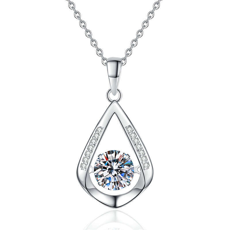 S925 Pure S925ier for Women Water Drop Dynamic Pendant 1 caratS925 MoiS925S925anite Necklace aeb