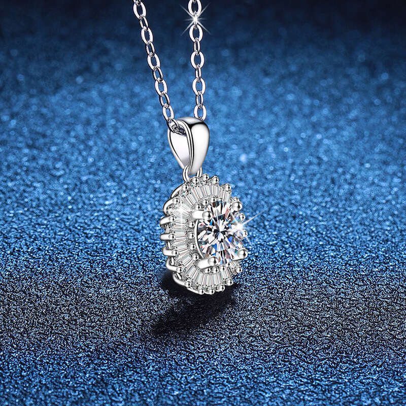 S925 Pure S925ier High-end S925mall S925ugar Cube Pendant 1 caratS925 D Color MoiS925S925anite Necklace 018