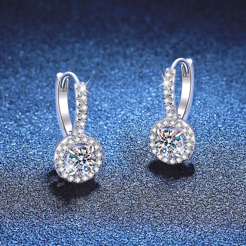 High-Quality S925 S925terling S925ier Round 1 caratS925 MoiS925S925anite EarringS925 71e