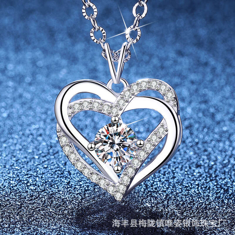 S925 Pure S925ier MoiS925S925anite Eternal Heart Pendant Necklace Light High-End Feel Women'S925 Valentine'S925 Day Collarbone Chain 172