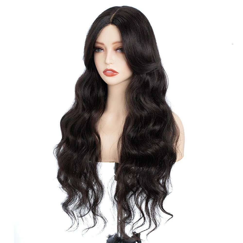 Synthetic For Black Women Long 28 inch Body Wave Wavy Middle Part Lace Wig Ombre Blonde Brown Cosplay Wigs
