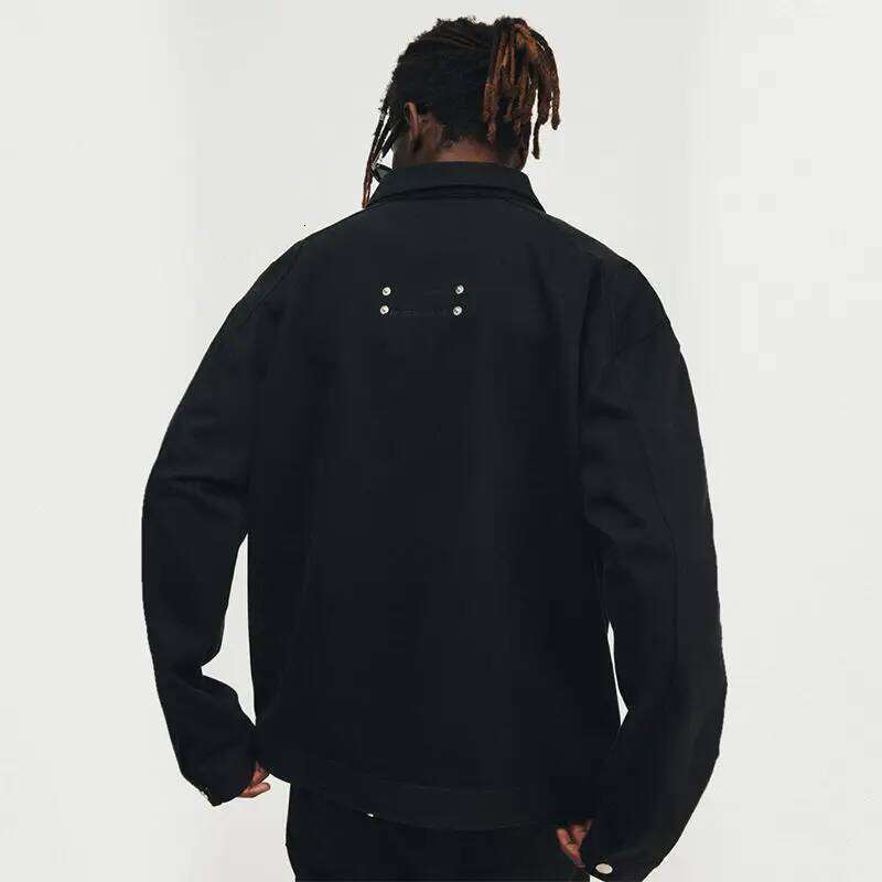 American Style High Street Metal Stud Denim Brand Retro Hip-Hop Washed Loose Zipper Crock Jacket Men's 250704