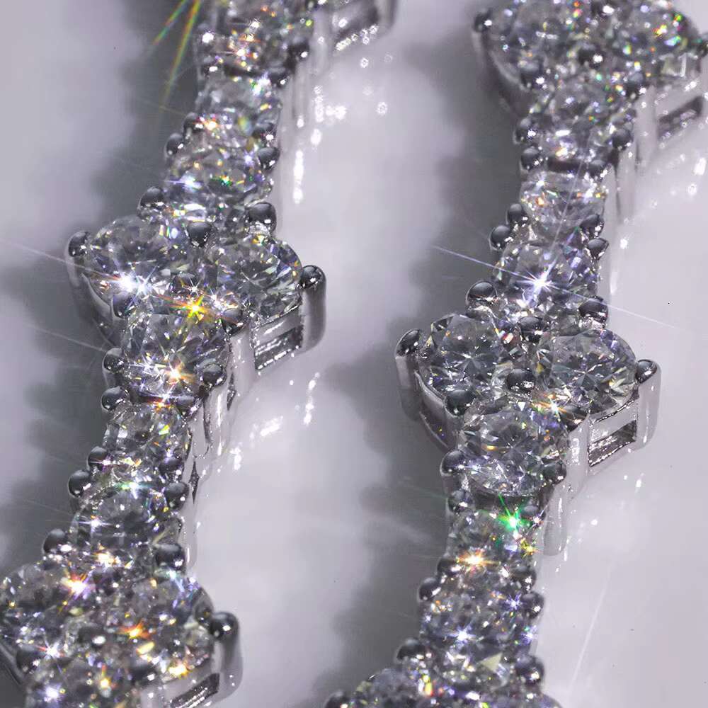 Hiphop Jewelry 925 Sterling Silver Moissanite Tennis Chain Womens Necklace Iced Out VVS Diamond Flower Shape Tennis Chain