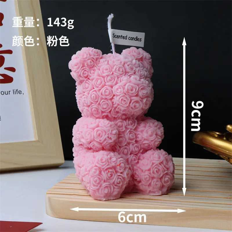 3D Cute Rose Bear Aromatherapy Candle Flowers Animal Bear Dog Rabbit Childrens Gift Decor Mold for Wedding Valentines Day Decoration W250704