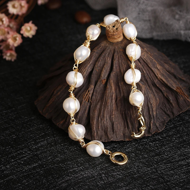 Original Handmade 14K Gold Filled Baroque Natural Freshwater Pearl Ladies Bracelet Promotion Jewelry For Women Birthday Gift 250628