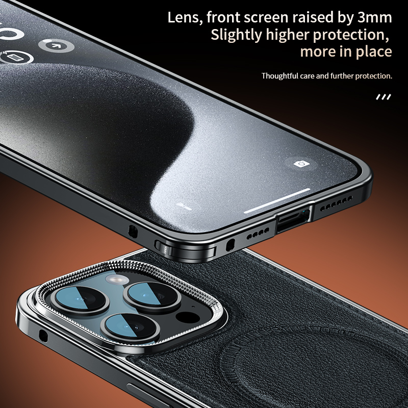 Luxury Leather Phone Case for iPhone 16, 16 Pro, 16 Pro Max Wireless Charging Slim Cell Phone Case