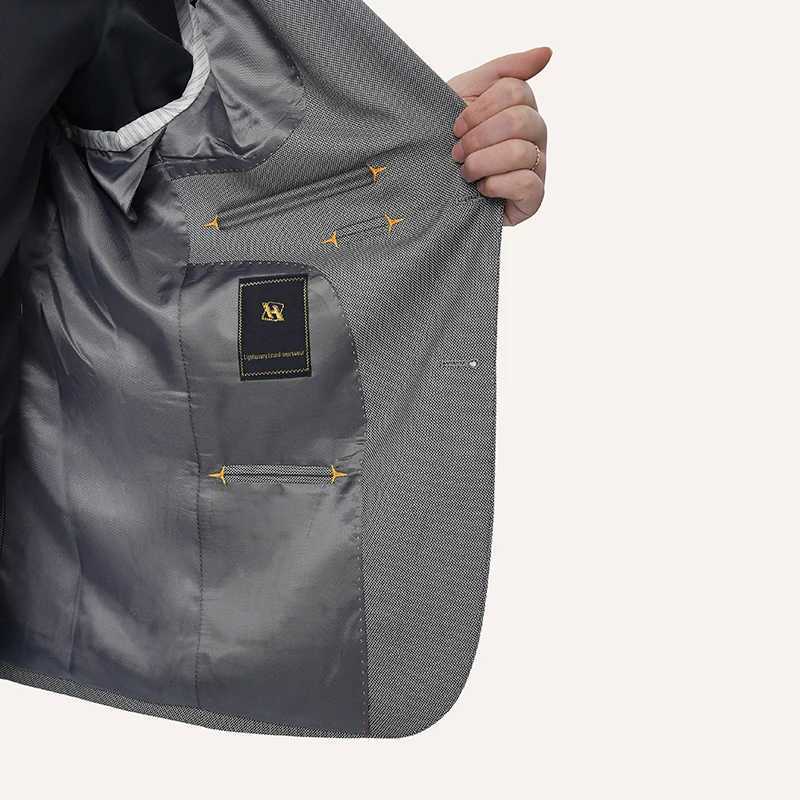 Mens birds eye pattern high-end craftsmanship summer thin suit set two-piece wedding banquet business casual suit X250704