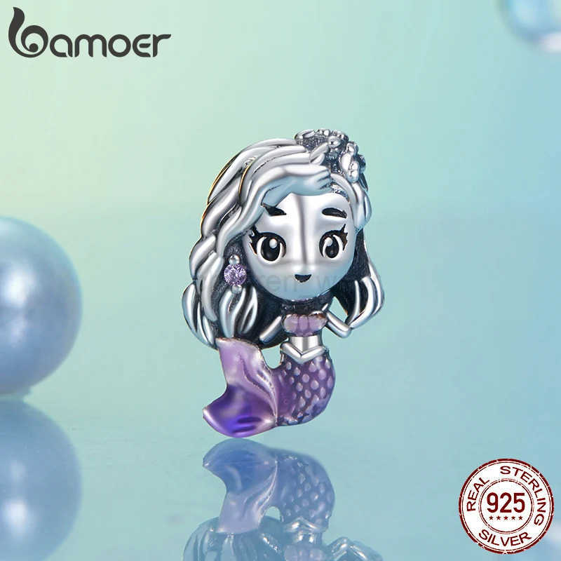 DISNEY Bamoer Original 925 Sterling Silver Princess Charm Dreamlike Fairytale Bead Mermaid for Women Bracelet DIY Fine Jewelry Gifts W20250704