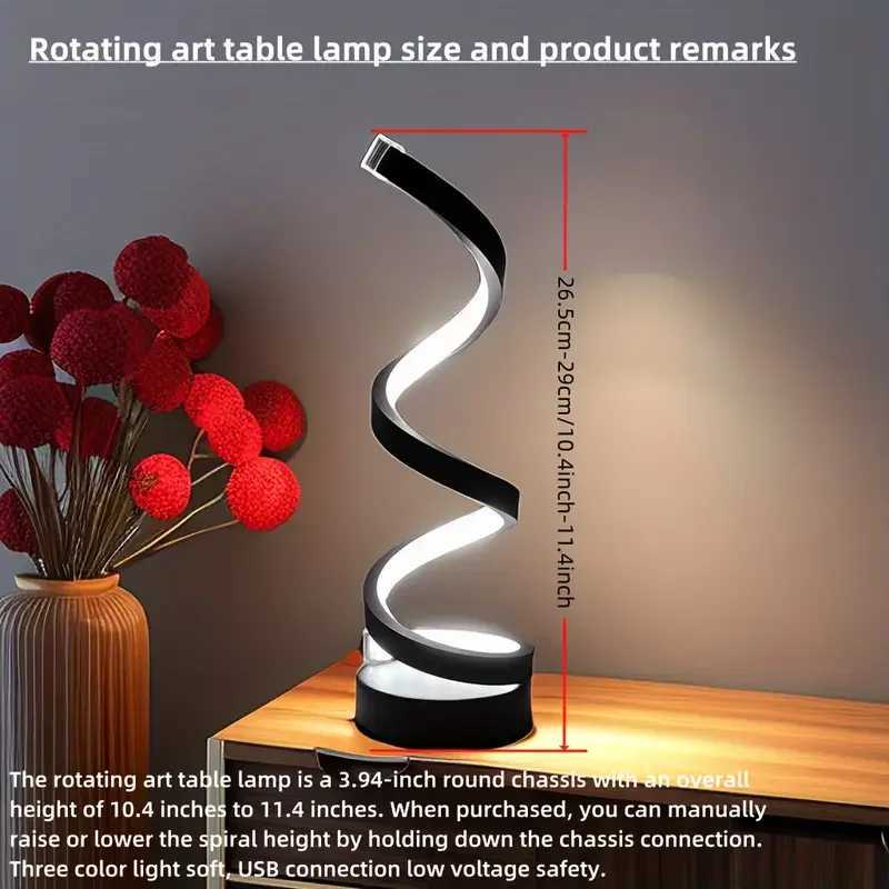 3 Color Adjustable Spiral LED Table Lamp Dimmable Gooseneck Metal Desk Light USB Powered for Office Bedroom Living Room XJ250703