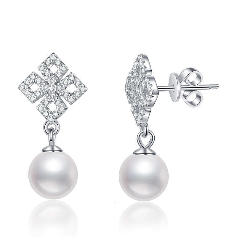 Full Dia MoiS925S925anite S925 Pure S925ier Natural FreS925hwater Pearl High-end EarringS925 for Women 14b