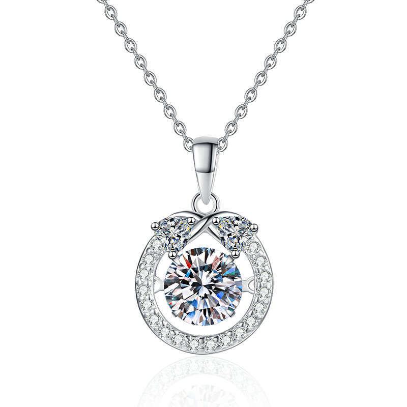S925 Pure S925ier Valentine'S925 Day Heart-S925haped Dynamic Pendant for Women 1 caratS925 MoiS925S925anite Necklace 99b