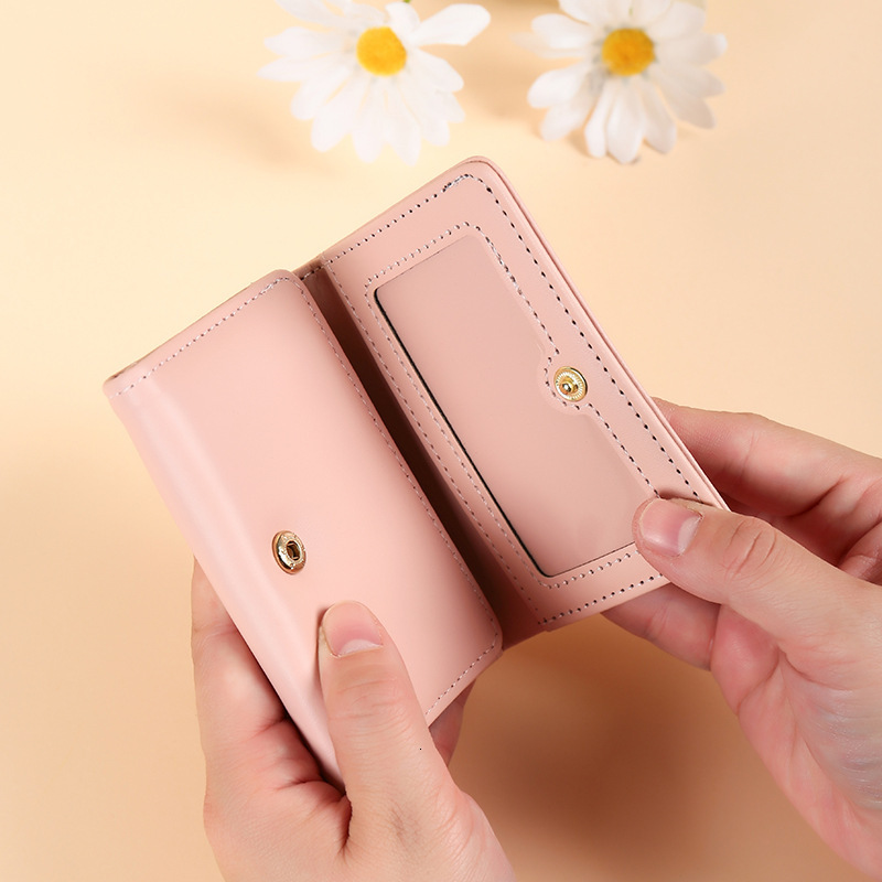 Free Shipping Designer Bagwallet For Women Niche Style Unique Design High-end Feel Cute Cartoon Small Coin Purse Student Short Foldable Leather Wallet