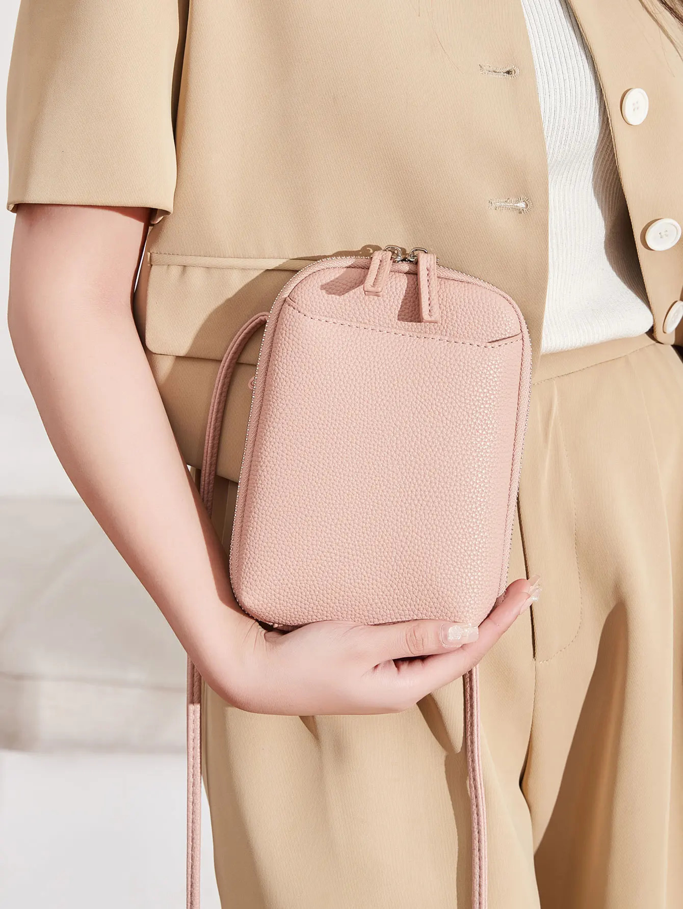Classic solid color womens crossbody bag high-quality PU leather shoulder bag fashionable large capacity mobile phone bag 250628