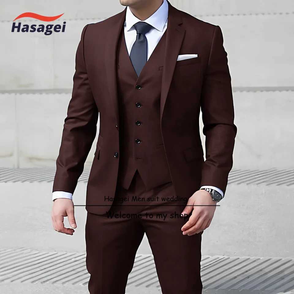 Navy Blue Mens Business Suit 3-piece Slim Fit Jacket Pants Vest Formal Commuting Clothes Wedding Groom Tuxedo X250704