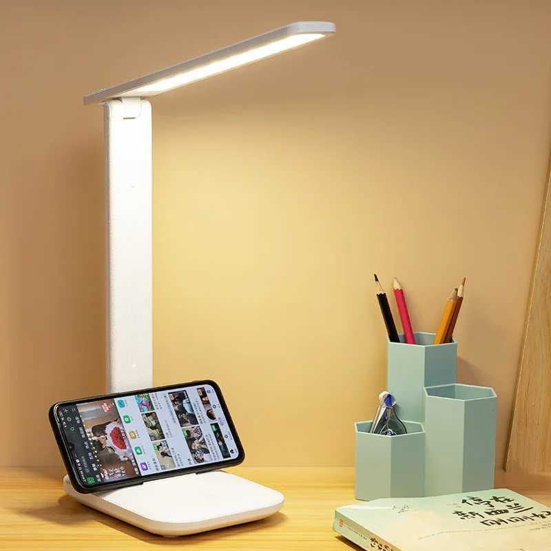 Desk Lamp LED Touch Switch White Folding Desk Lamp Bedroom Bedside Study Reading Eye Care Night Lamp USB Plug-in Dimmable White XJ250703