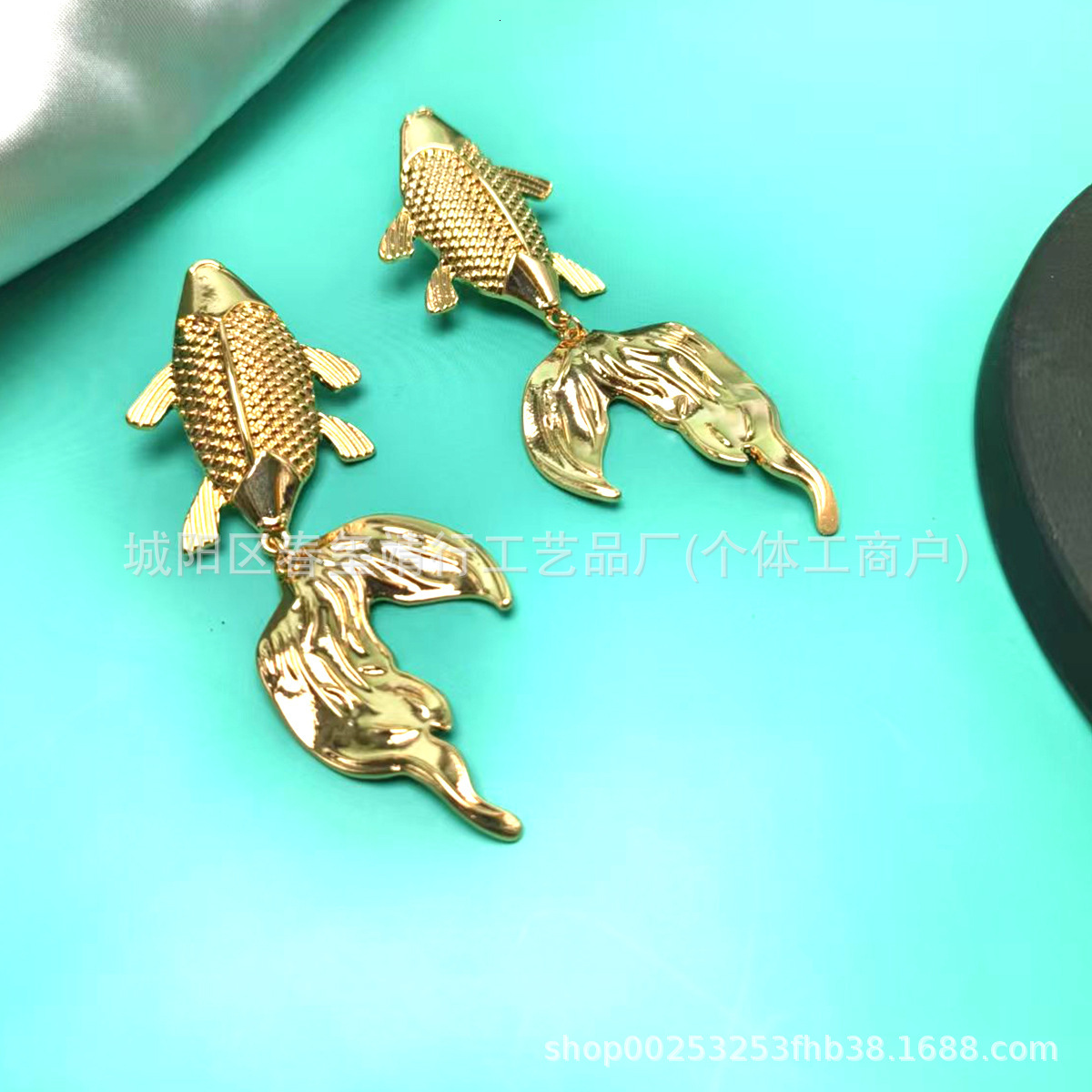1 Pair of Koi Fish Earrings Goldfish Accessories, Charming Exquisite Niche Elegant