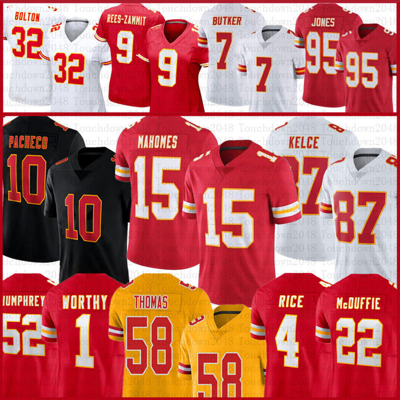 Patrick Mahomes Travis Kelce Isiah Pacheco Football Jersey Rashee Rice Chris Jones Harrison Butker Nick Bolton Xavier Worthy Trent McDuffie Josh Simmons Humphrey