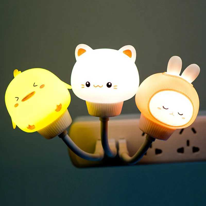 USB Night Light LED Cute Cartoon Night Lamp Bear Chick Kitten for Baby Kid Bedroom Decoration Bedside LampXJ250703