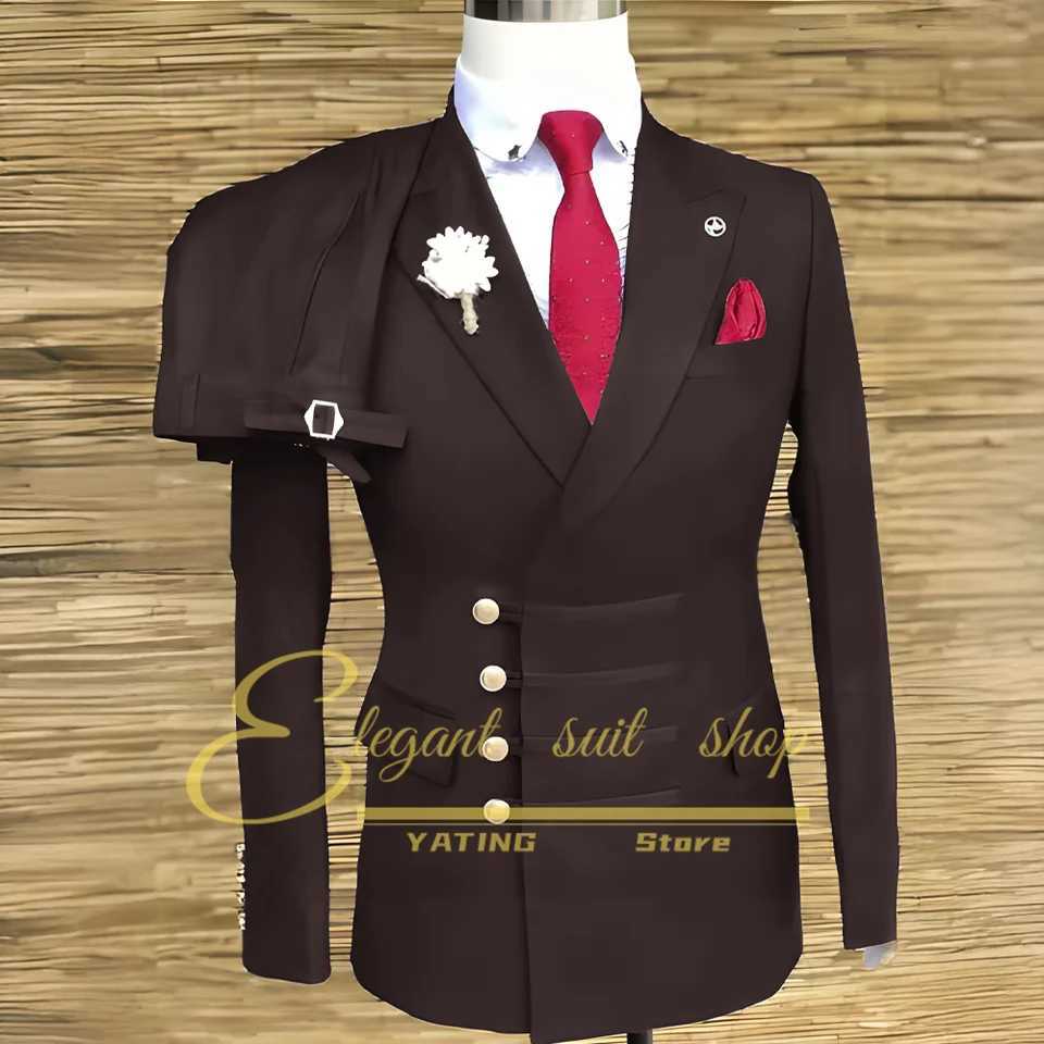 2 Piece Formal Wedding Men Suits Jacket Pants Sets Double Breasted Male Clothing Costume X250704
