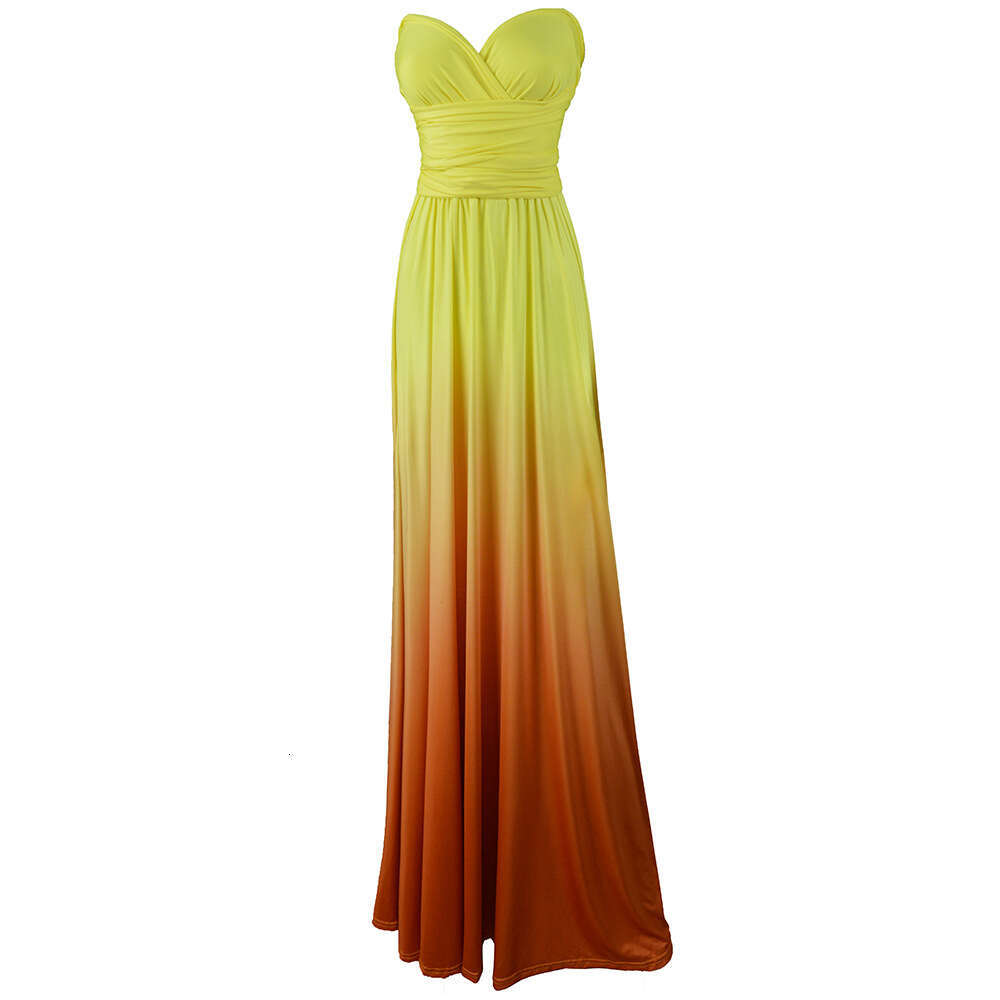 Hot-Selling Design Multi-Way Wear Cross Backless Sexy Tie Gradient Color Long Dress 2025 Elegant Versatile New Trendy Fashion Ins