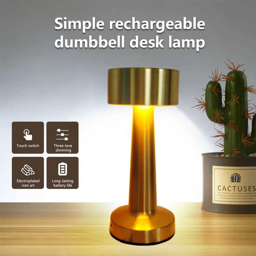 Rechargeable LED Table Lamp Retro Night Light Desk Bar Coffee Dining Room Home Decor Wireless 3 Colors Dimmable Touch Switch XJ250703