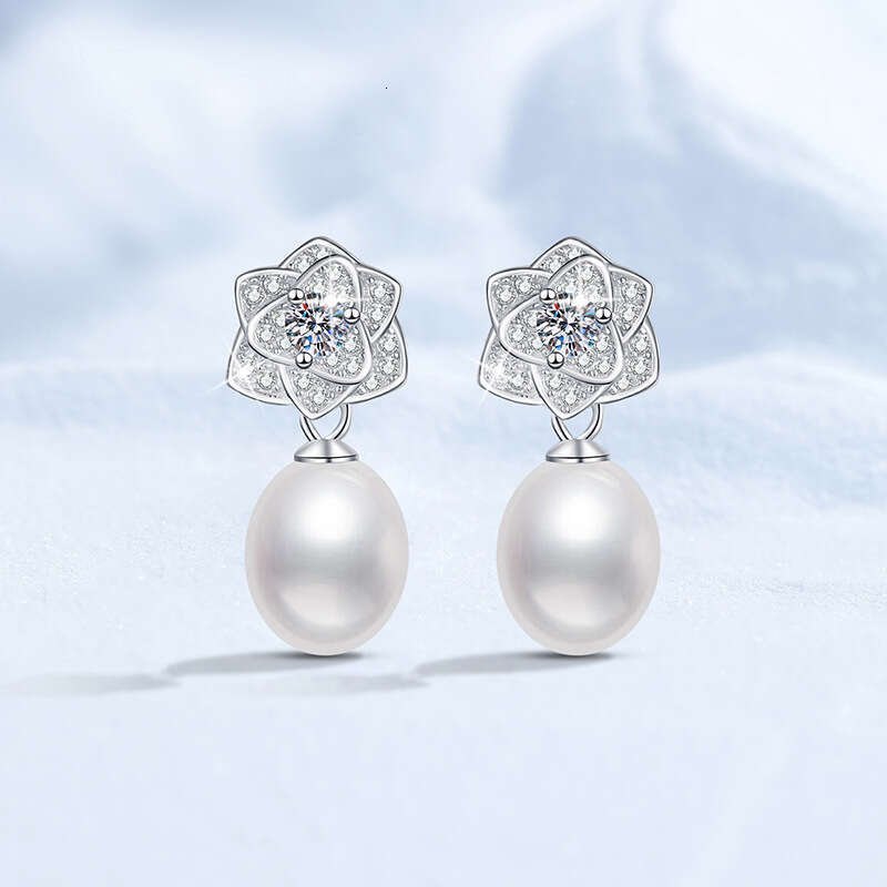 MoiS925S925anite S925 S925terling S925ier Natural FreS925hwater Pearl Camellia VerS925atile High-End EarringS925 for Women 582