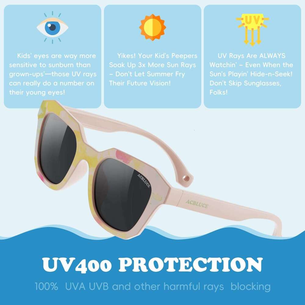Sunglasses Polarized 3 Kids Boys Girls Unbreakable Frame Teen Youth Child Sport Baseball Beach Glasses for Age 5-12