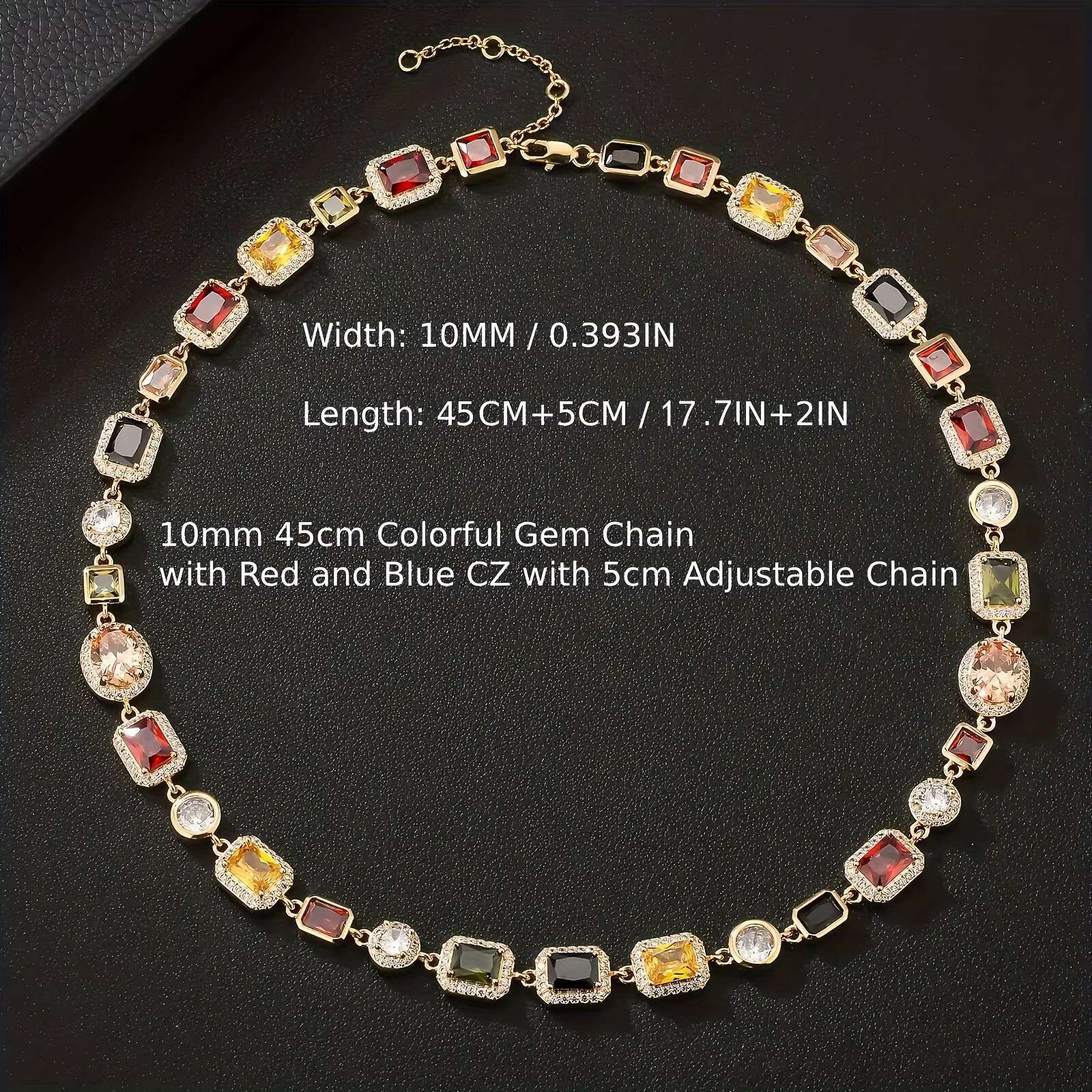 Gorgeous Mixed Gemstone Cross Tennis Chain 5A CZ Enamel Gem 18K Gold Plated Vintage Multi Colored Jewelry Necklace for Women Men