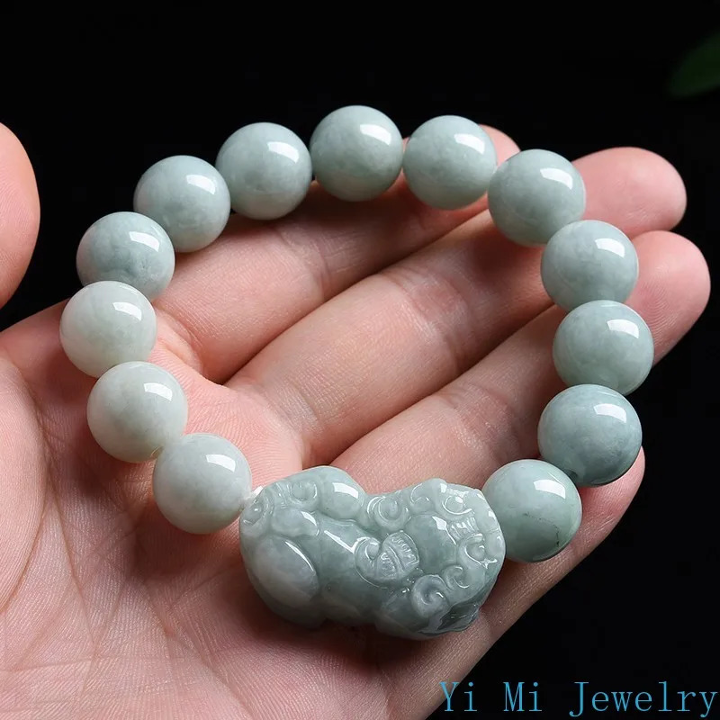Burmese Jade Pixiu Bracelets Gifts Fashion Beaded Charms Vintage Amulets White Jadeite Bracelet Natural Women Jewelry Gemstones 250628