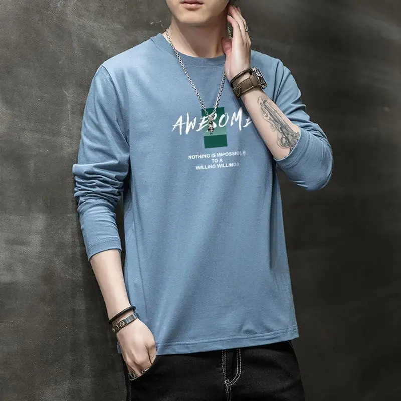 Clothes Spring Autumn Cotton Long Sleeve T-Shirt for Men Fashion Loose Trendy Casual O-Neck Tee for Teenagers 250704