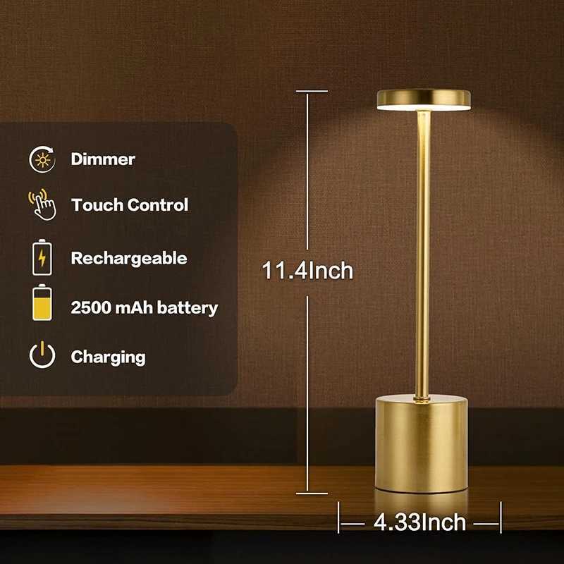 Classic Table Lamp USB Rechargeable Night Light Stepless Dimming Touch Desk Lamp 3 Colors Bedside Lamp Hotel Bar DecorationXJ250703