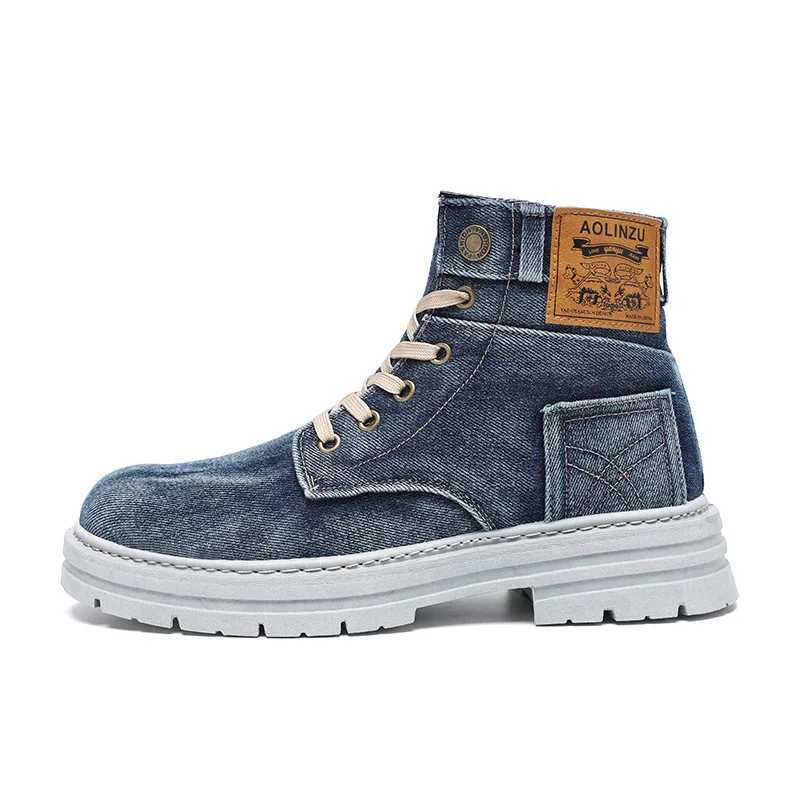 Canvas Boots for Men Trendy Working Shoes High Top Men Ankle Boots Outdoor Street Style Platform Boots botas masculino Z250704