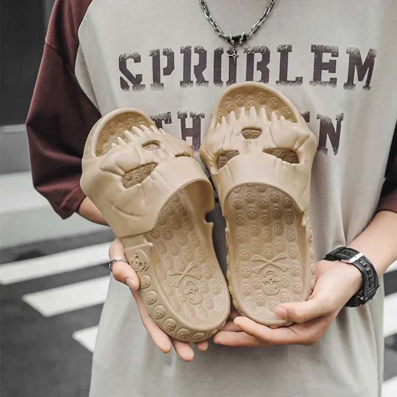 2K House Slippers Women Cloud Summer Soft Sandals Skull Flip Flops Men Male Demon Thick Flat Platform Non-Slip Home Slides Men W250704