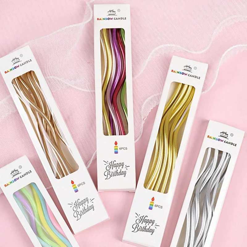 2pcs/set Curved Cake Candles Birthday Baby Shower Gender Reveal Cupcake Decorating New Candle Toppers Wedding Party Decoration W250704