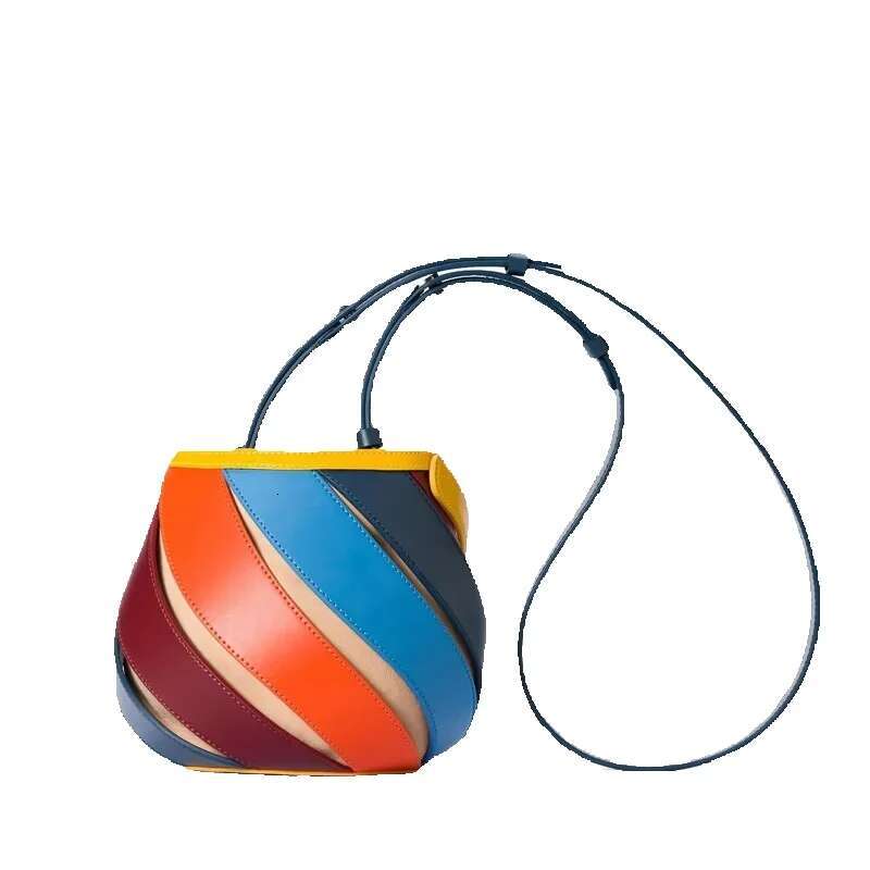 2025 Designer Handbag New Fashion Rainbow Design Geometric Hollow Out Bucket Tote Cylindrical Shoulder Crossbody Bag