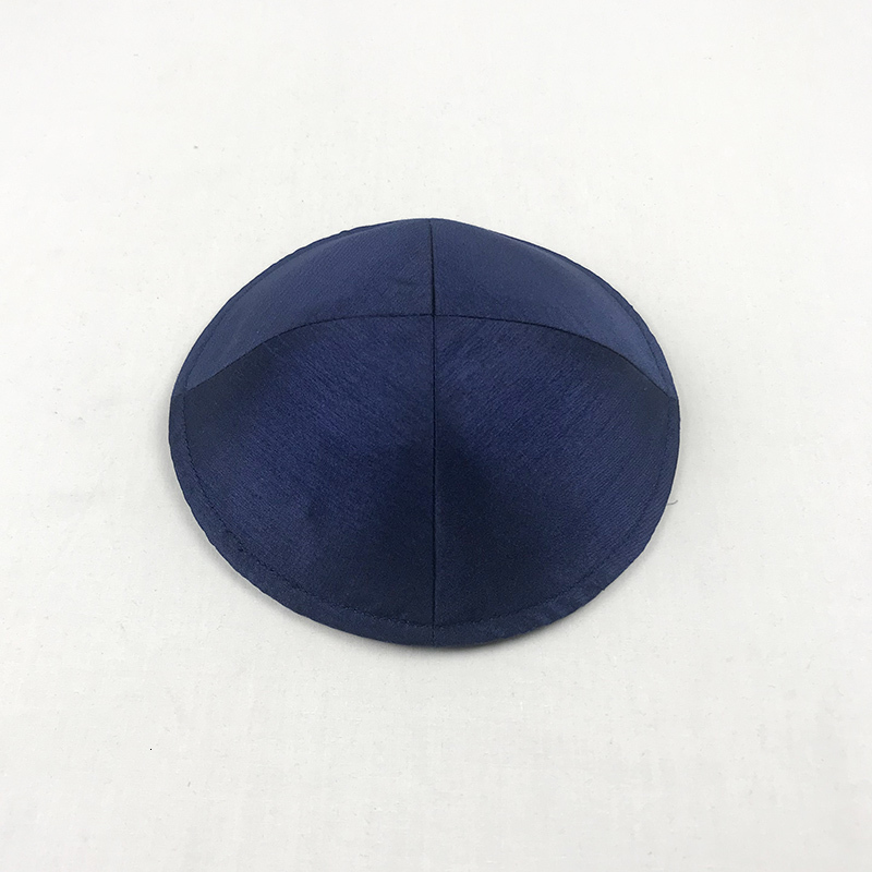 Jewish Kippa Thick Satin Kippot Navy Blue Color Yarmulke Kippah Skullcap 15cm Free Clip
