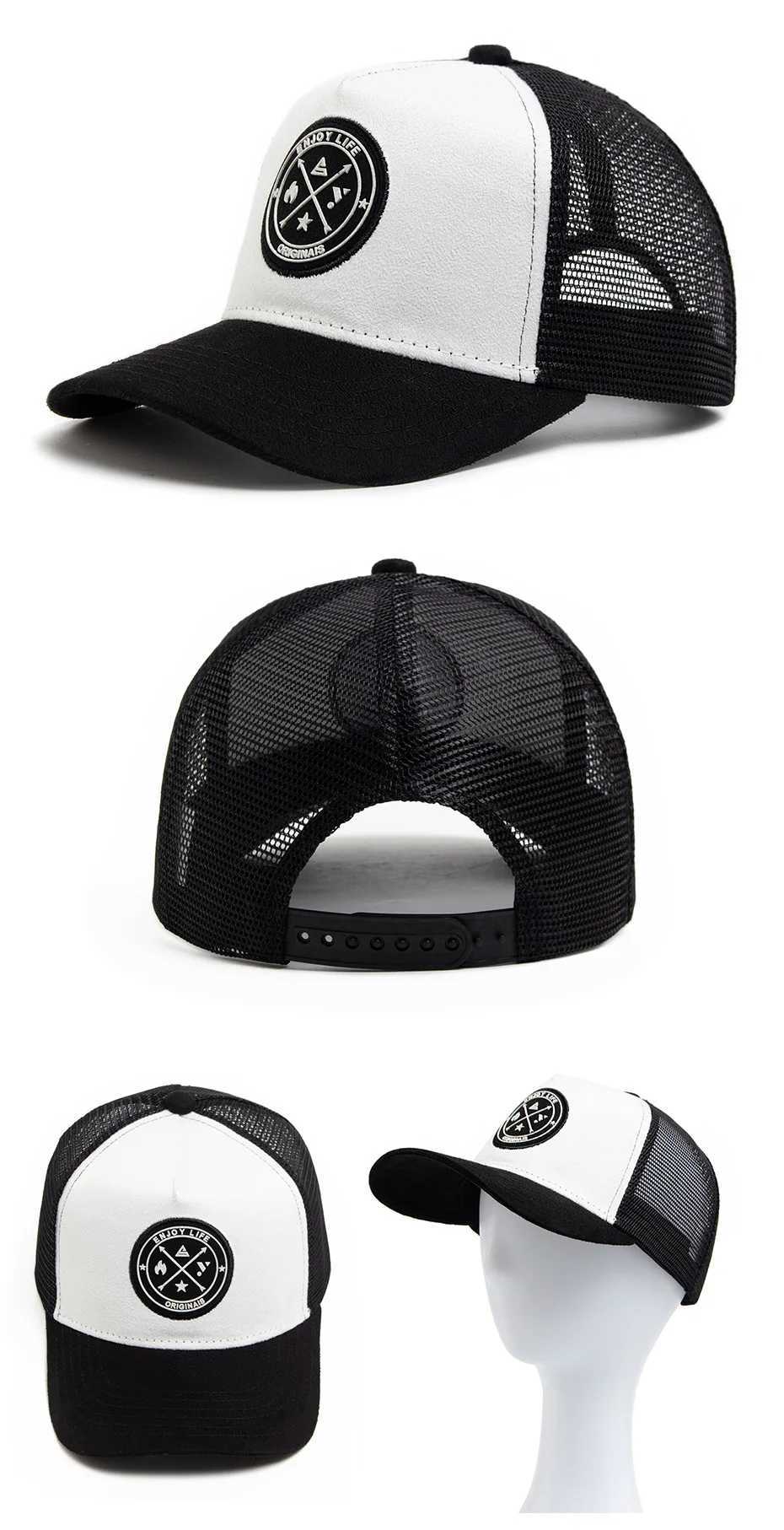 Summer Mesh Baseball Cap Wen Men ENJOY LIFE Letter Patch Snapback Hat Casual Breathable Unisex Street Hip Hop Trucker Caps X250704